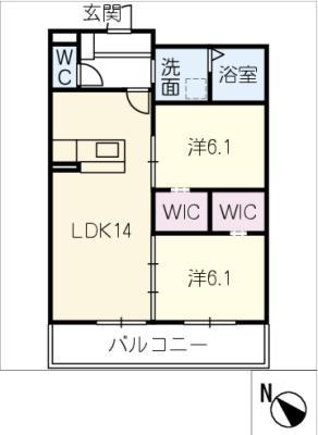 朝日テラス(2LDK/2階)の間取り写真