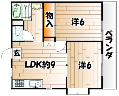 東門司ハイツ(2LDK/2階)の間取り写真