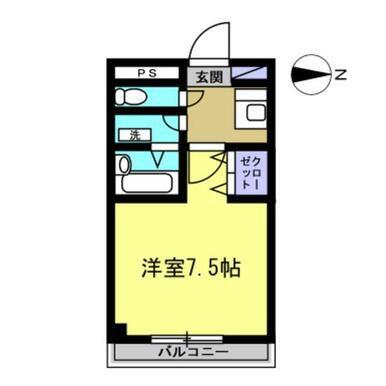 オーベルジュ須賀川(1K/4階)の間取り写真