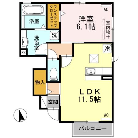 アンフィニ エイト(1LDK/1階)の間取り写真