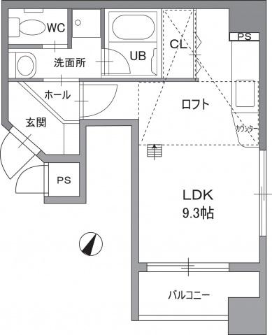 グランドポレストーネ金屋(ワンルーム/3階)の間取り写真