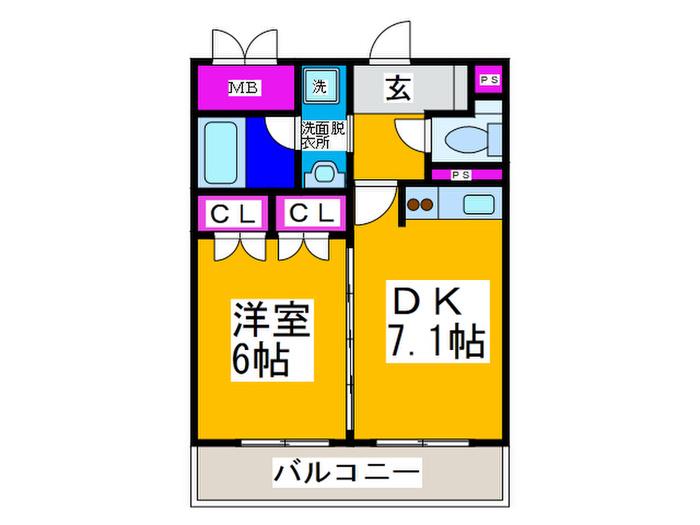 TS CASA SECONDO(1DK/7階)の間取り写真