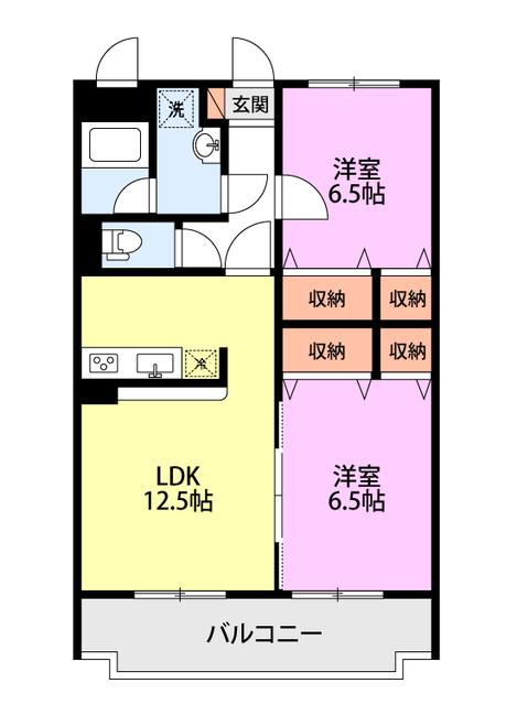 ベルオーク戸野目(2LDK/1階)の間取り写真