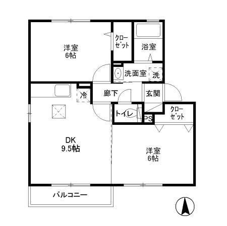 リバーサイドIII(2DK/2階)の間取り写真