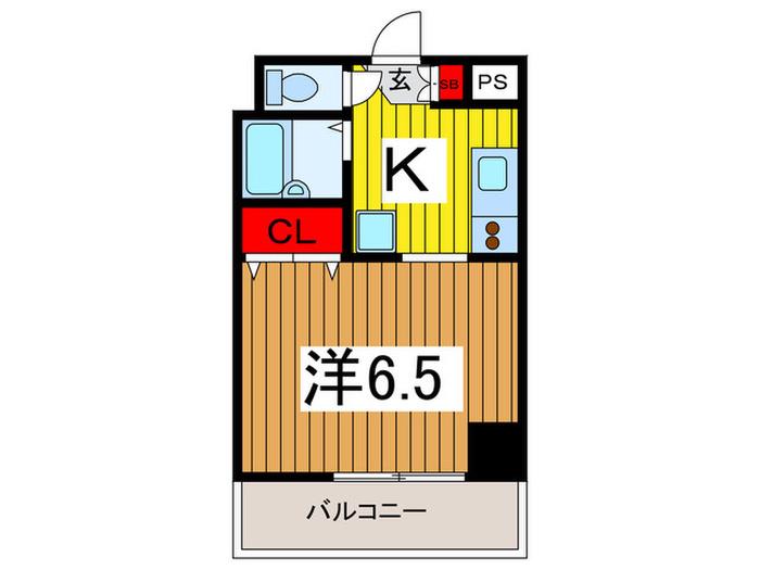 ドミール浦和(1K/4階)の間取り写真