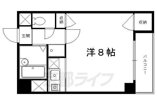 ふるーる北山(1K/4階)の間取り写真