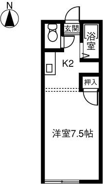 ブルーハイムYS(1K/1階)の間取り写真