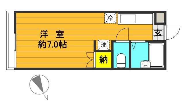 サンヒルズ(ワンルーム/1階)の間取り写真