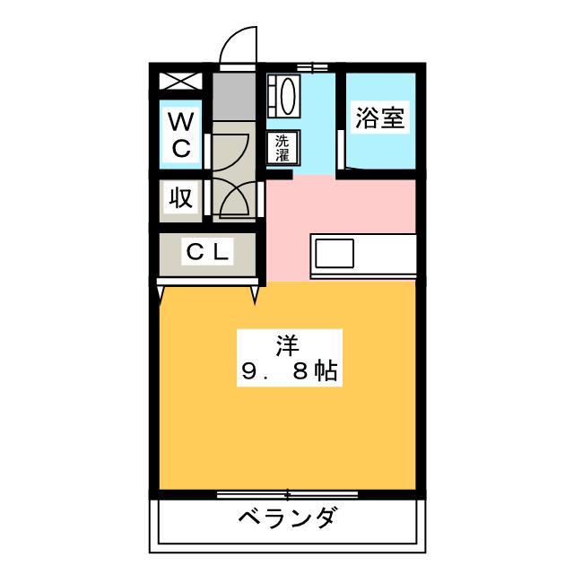 ロックフィールド(ワンルーム/2階)の間取り写真