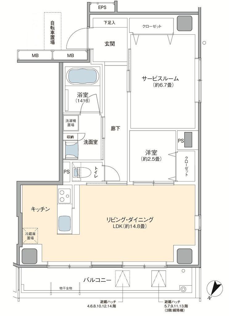 LUCENT石崎(1SLDK/5階)の間取り写真