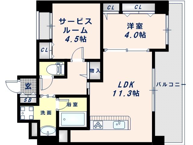 ユープテリア天王寺(2LDK/8階)の間取り写真