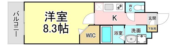 ギャラン竪町NEO(1K/20階)の間取り写真