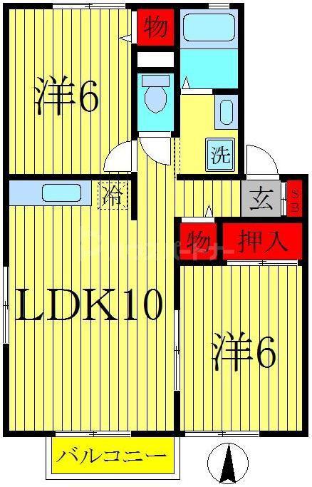 ファーミーユ豊四季(2LDK/1階)の間取り写真