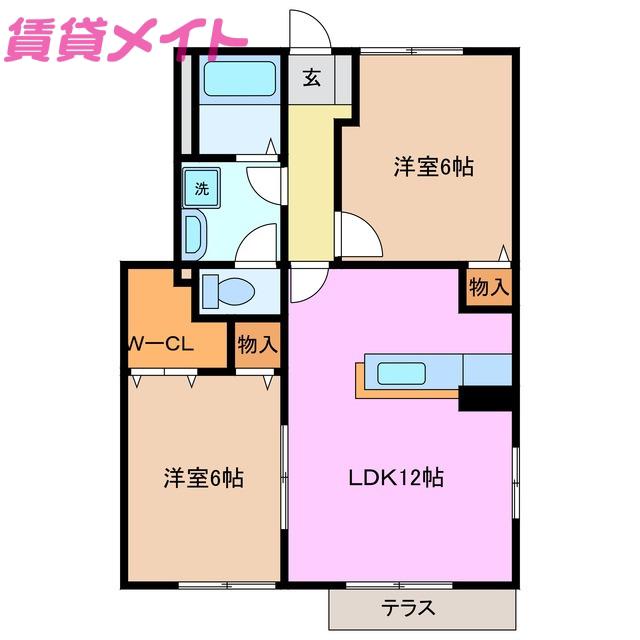 アルファパークII(2LDK/1階)の間取り写真