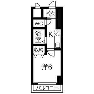 ラフォーレ上新庄(1K/2階)の間取り写真