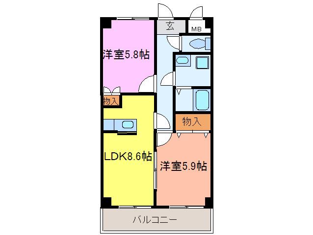 シェソワ・リヴェール(2LDK/1階)の間取り写真