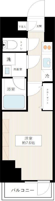 フュージョナル千住緑町(1K/9階)の間取り写真