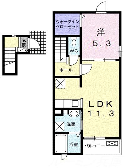 カトレア1(1LDK/2階)の間取り写真