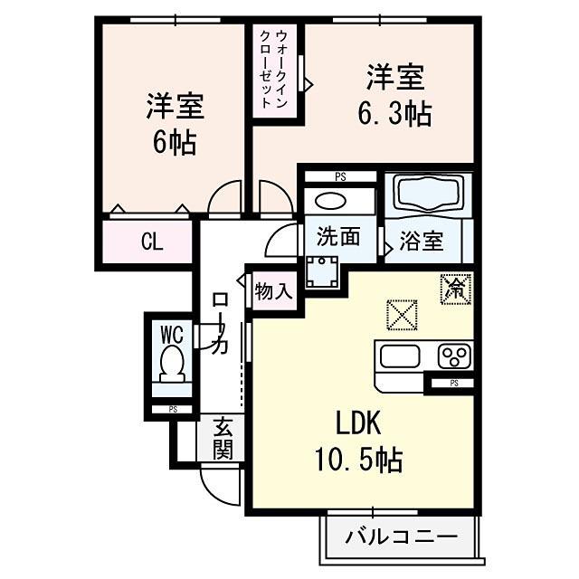 サンハイム 住居(2LDK/1階)の間取り写真
