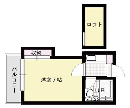 西鉄天神大牟田線 大橋駅(福岡) 徒歩19分 2階建 築40年(1K/2階)の間取り写真