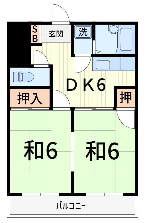 三栄ビル(2DK/3階)の間取り写真