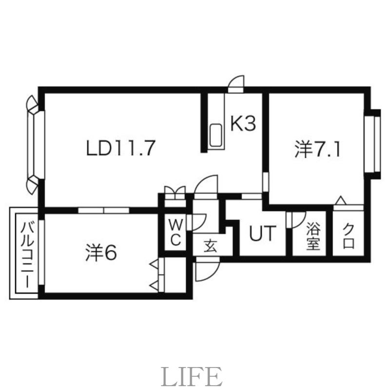 グランシャリオA(2LDK/1階)の間取り写真