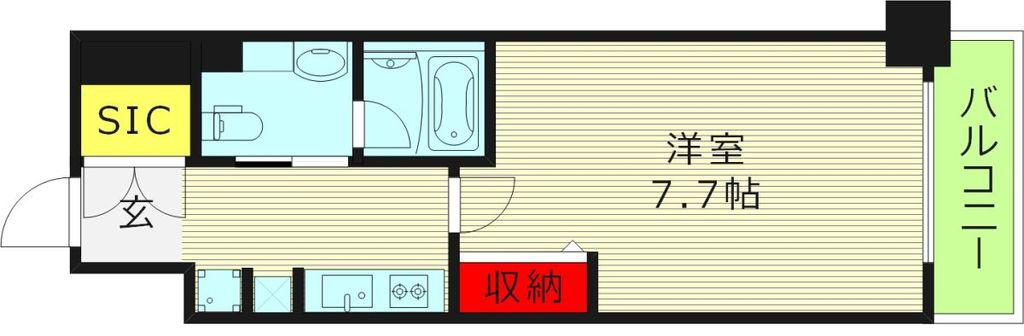 URBANLINK森小路駅前 旧ルネフラッツ(1K/12階)の間取り写真
