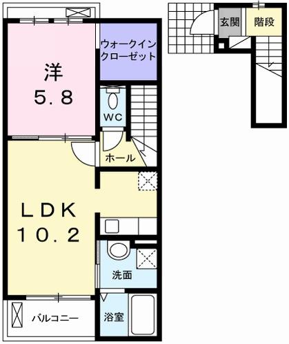 メゾンドサンセール A棟(1LDK/2階)の間取り写真