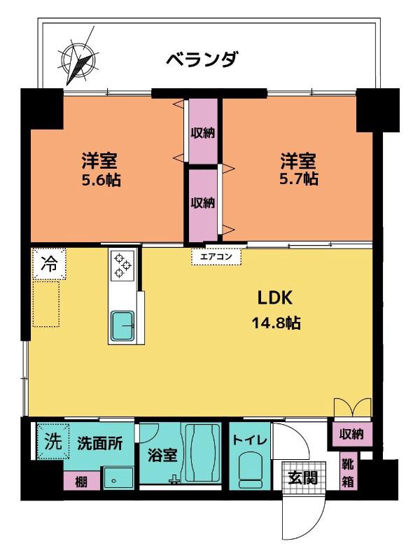オウルハウス(2LDK/6階)の間取り写真