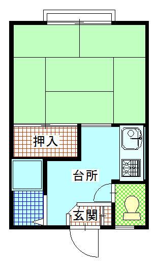 コーポユー(1K/2階)の間取り写真