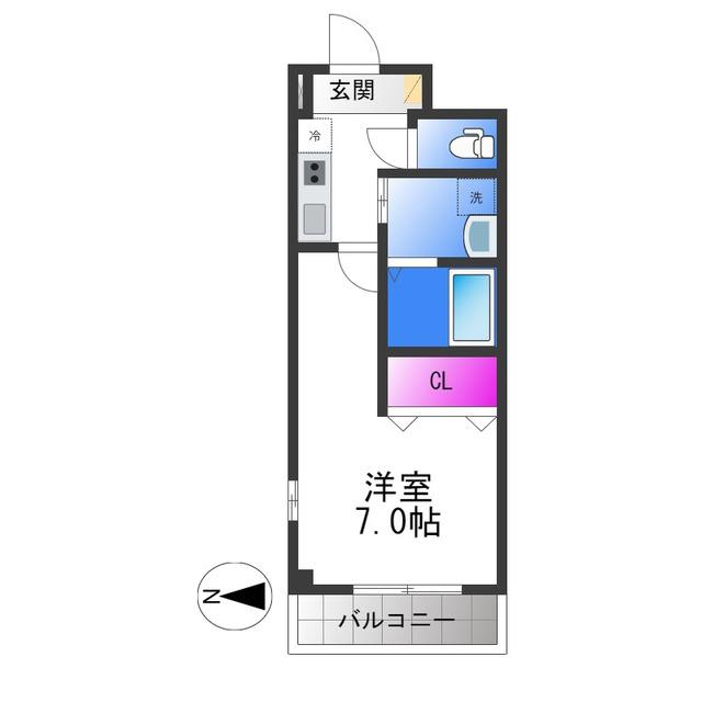 ルミエール平野(1K/6階)の間取り写真