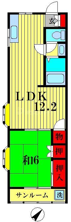ハイムコスモス(1LDK/2階)の間取り写真