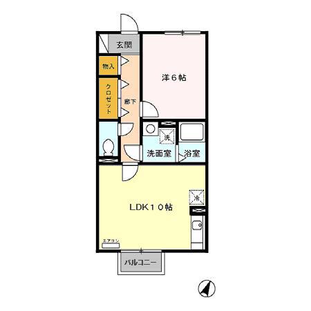 リヴィエール(1LDK/2階)の間取り写真