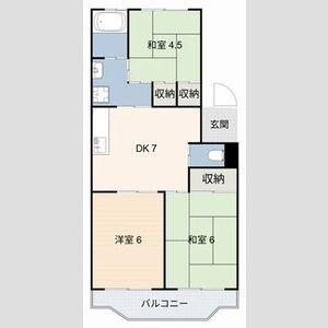ダイヤマンション(3DK/3階)の間取り写真