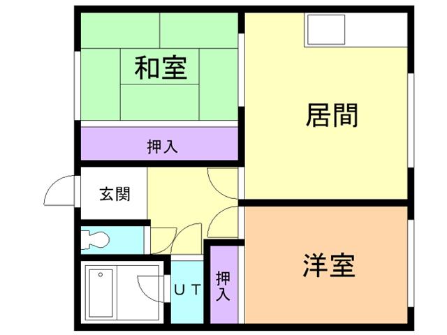 第3グレース加地(2DK/1階)の間取り写真