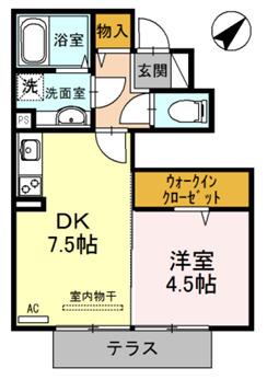 ジュネスSハイムII(1DK/1階)の間取り写真