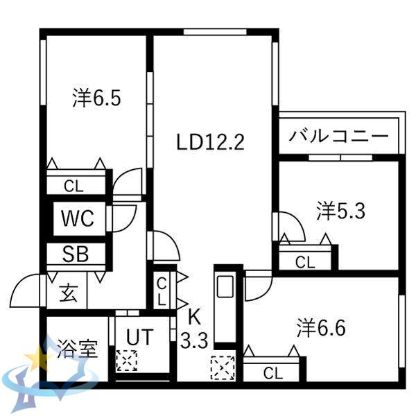 HOROHIRA BRIDGE RESIDENCE(3LDK/5階)の間取り写真