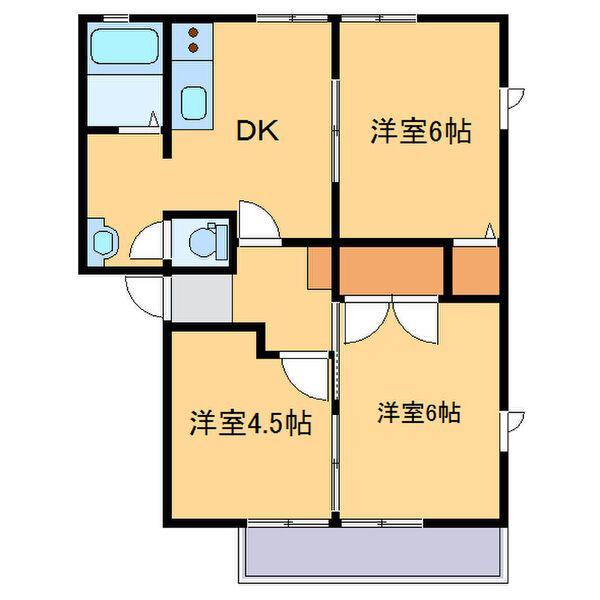 シャルマンB(3DK/2階)の間取り写真