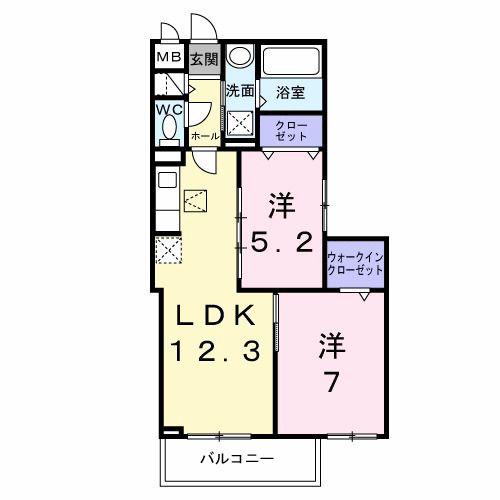 巽西3丁目(2LDK/1階)の間取り写真