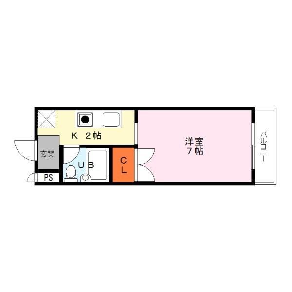 エランビタール(1K/4階)の間取り写真