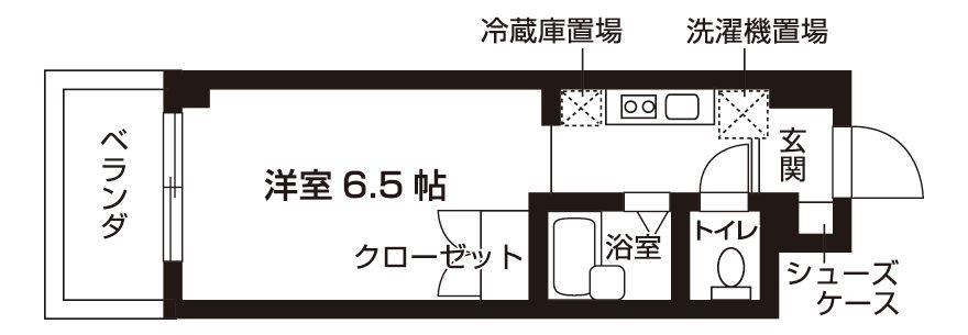 プエルト船橋(ワンルーム/1階)の間取り写真