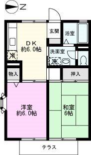ハッピープラザ壱番館(2DK/1階)の間取り写真