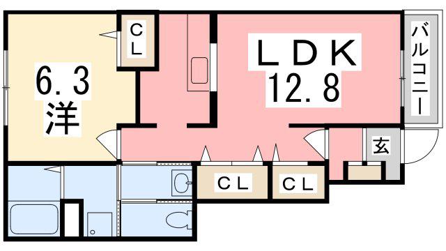 ウッドパストラル(1LDK/1階)の間取り写真