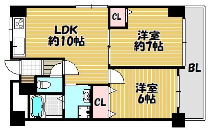 リビングアメニティK&T(2LDK/4階)の間取り写真