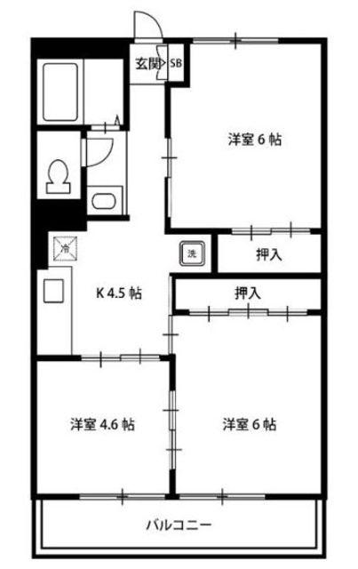 セントラルハイツいちのえ(3K/1階)の間取り写真