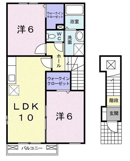 クレメント(2LDK/2階)の間取り写真