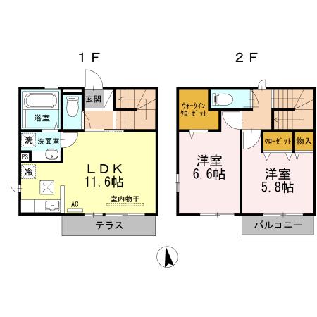 柚子季Ⅳ(2LDK/1階)の間取り写真