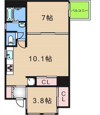 ルネサンライズ HORIMOTO(2LDK/1階)の間取り写真