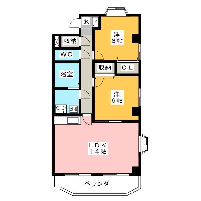 ムーンテラス片山 N館(2LDK/1階)の間取り写真