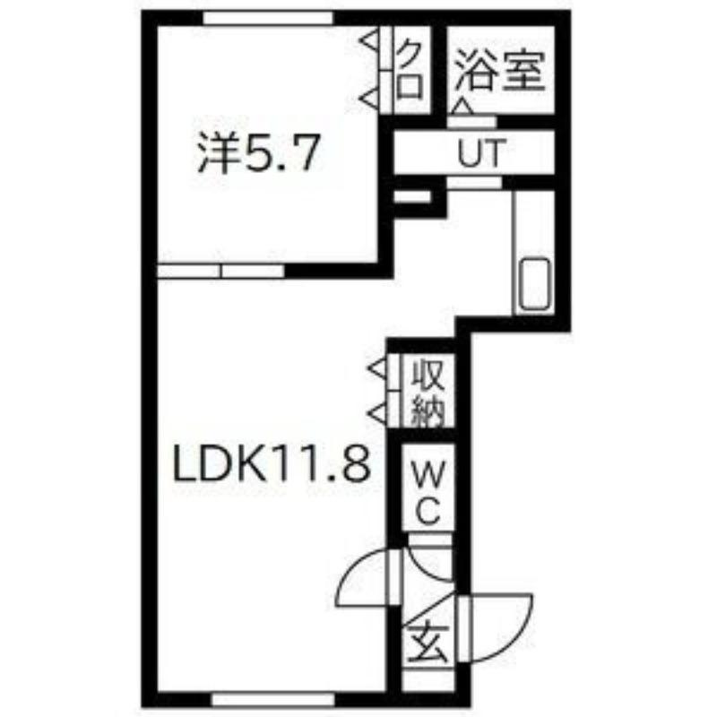 ラアムール栄通(1LDK/1階)の間取り写真